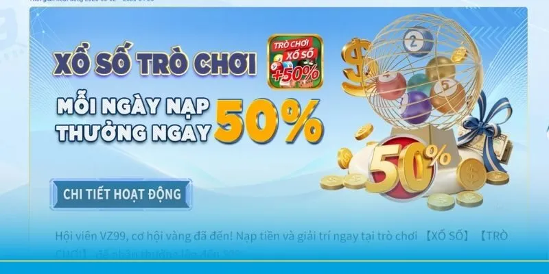 Thưởng đến 50% khi nạp tiền cược xổ số